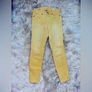 True religion yellow mid rise super skinny jeans